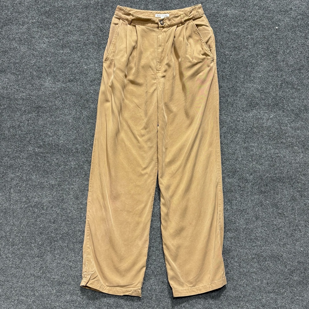 Reformation Pants Womens 6 Beige Lyocell Twill Wide Leg Pleated Dress Trousers